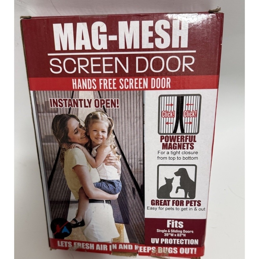 MAG-MESH Magnetic‎ Screen Door Heavy Duty Strong Magnets & Mesh 39"W X83" H